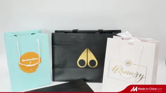 Custom Printed Jewelry Shopping Paper Gift Bag Luxury Gift Paper Bag with Logo Bronzing
