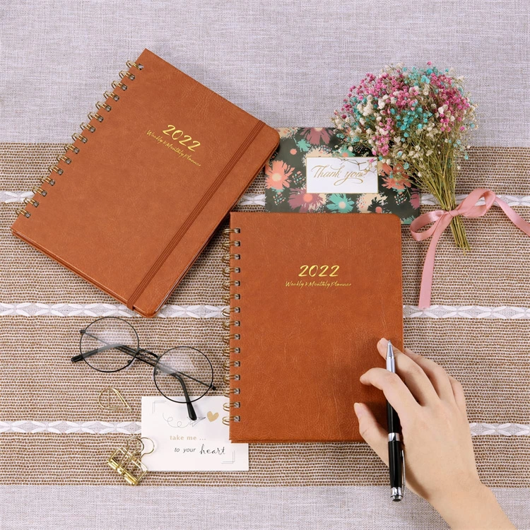 Custom Leather Notebook Printed Agenda Planner Journal Notebook with Metal Ring Binding